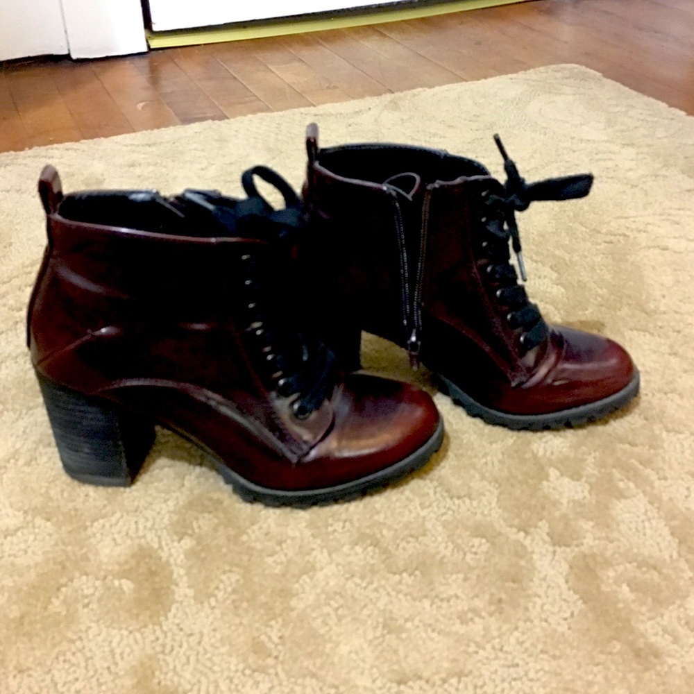 Burgundy Faux Patent Leather Bootie